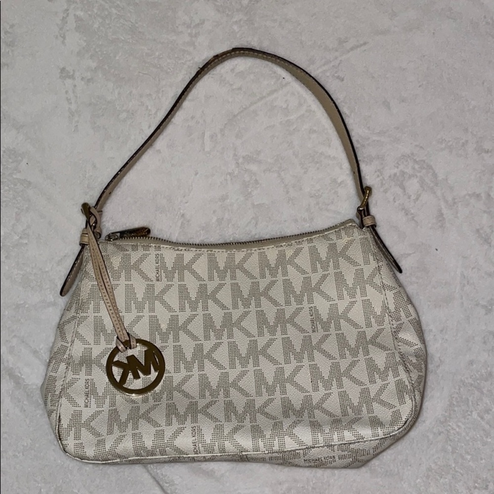Michael Kors white leather hobo bag